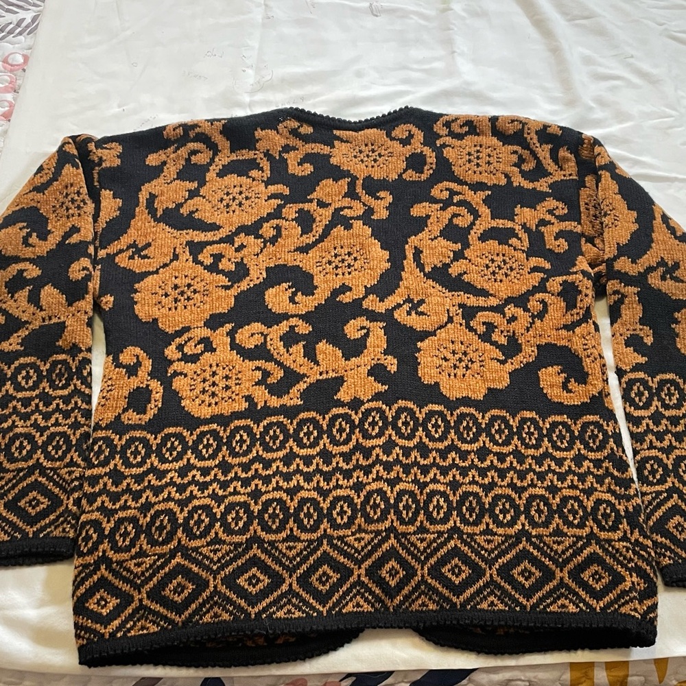 Black and Orange Patterned Men's Sweater